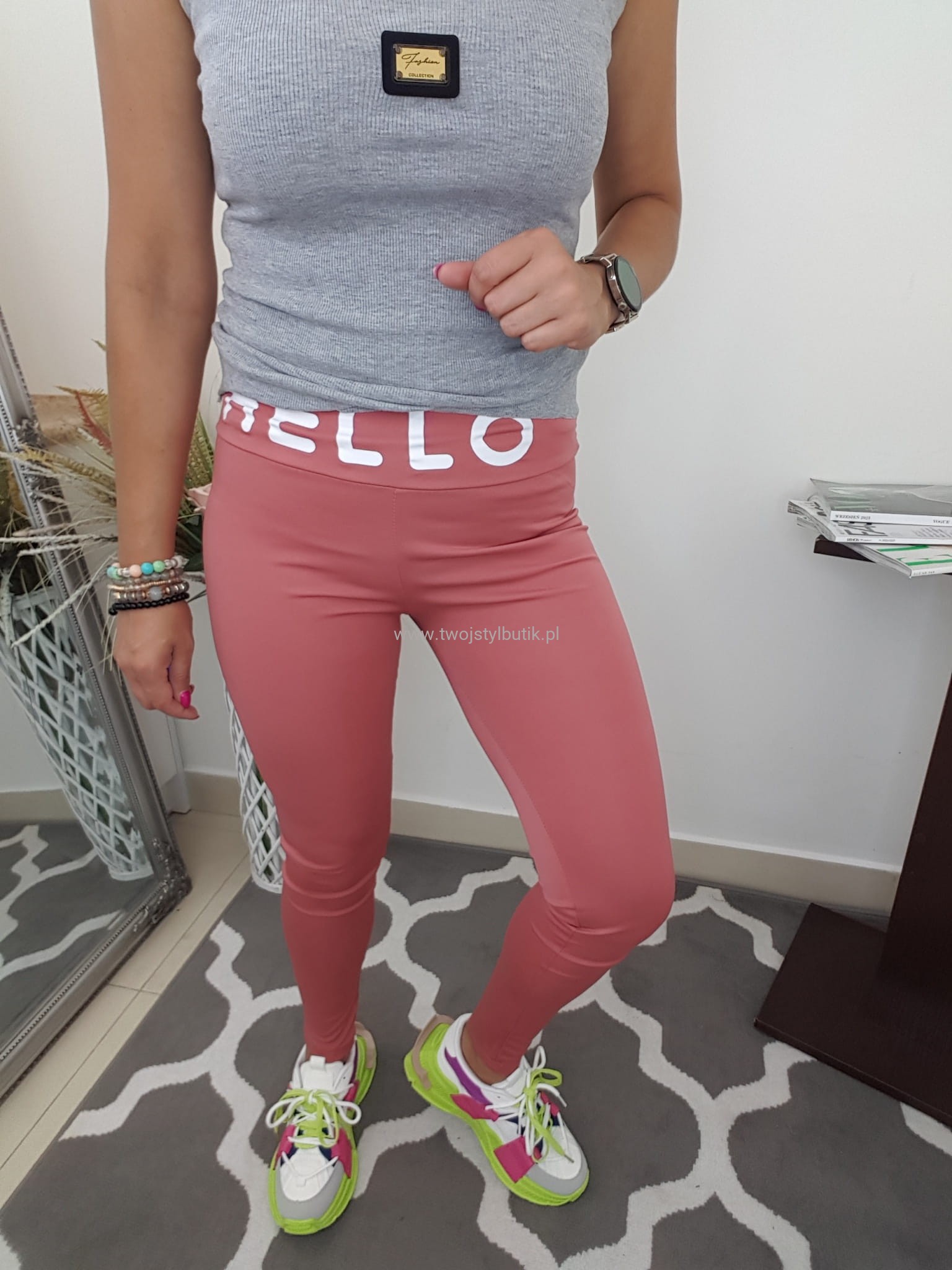 Legginsy Getry Bawełna Hello Różowe