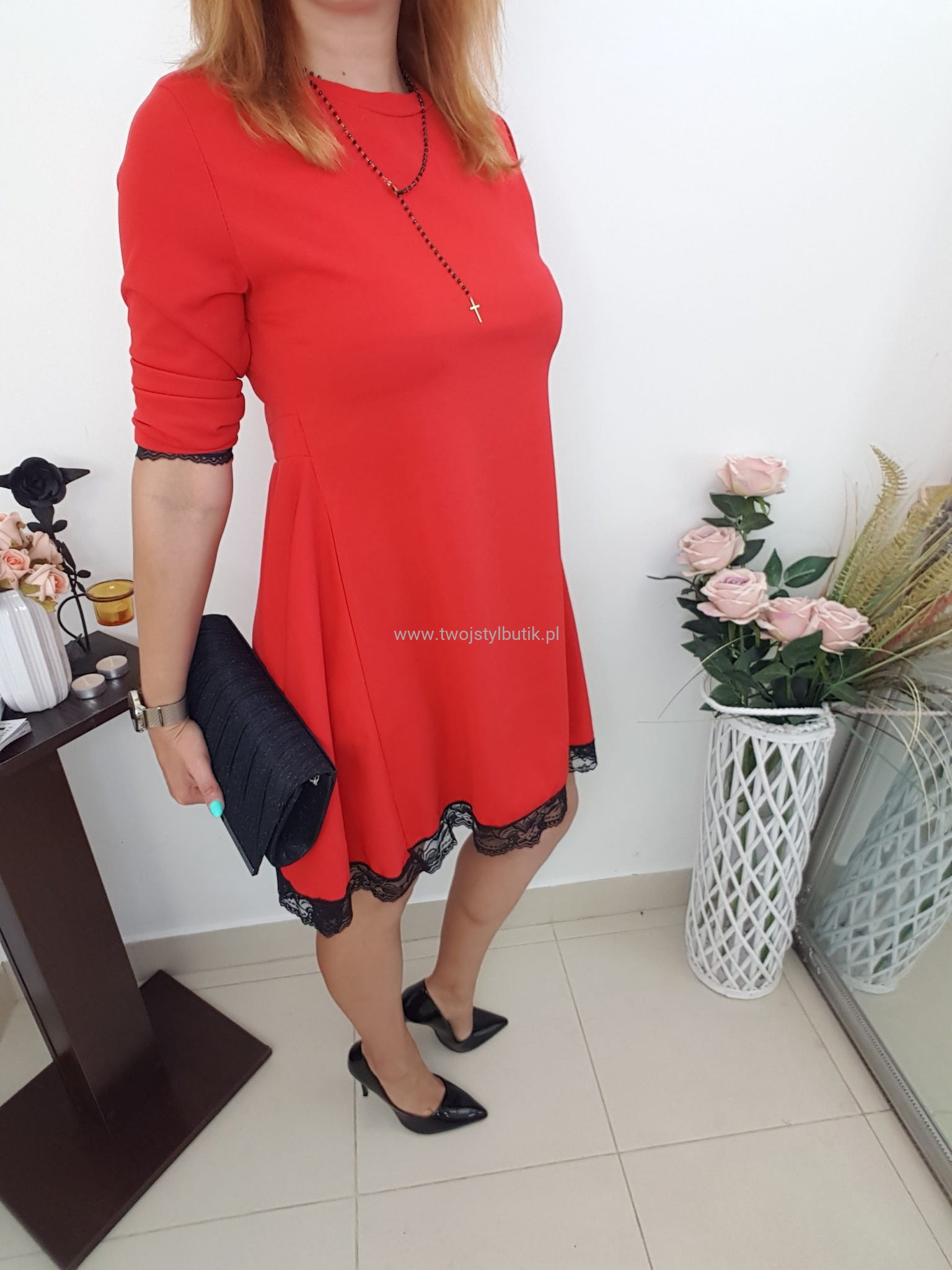 Asymetryczna Sukienka Helen Czerwona